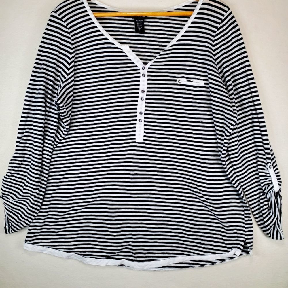 TORRID Women's Striped 3/4 Sleeve Top Sz 1